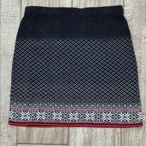 Orvis black patterned sweater-knit skirt, size Small